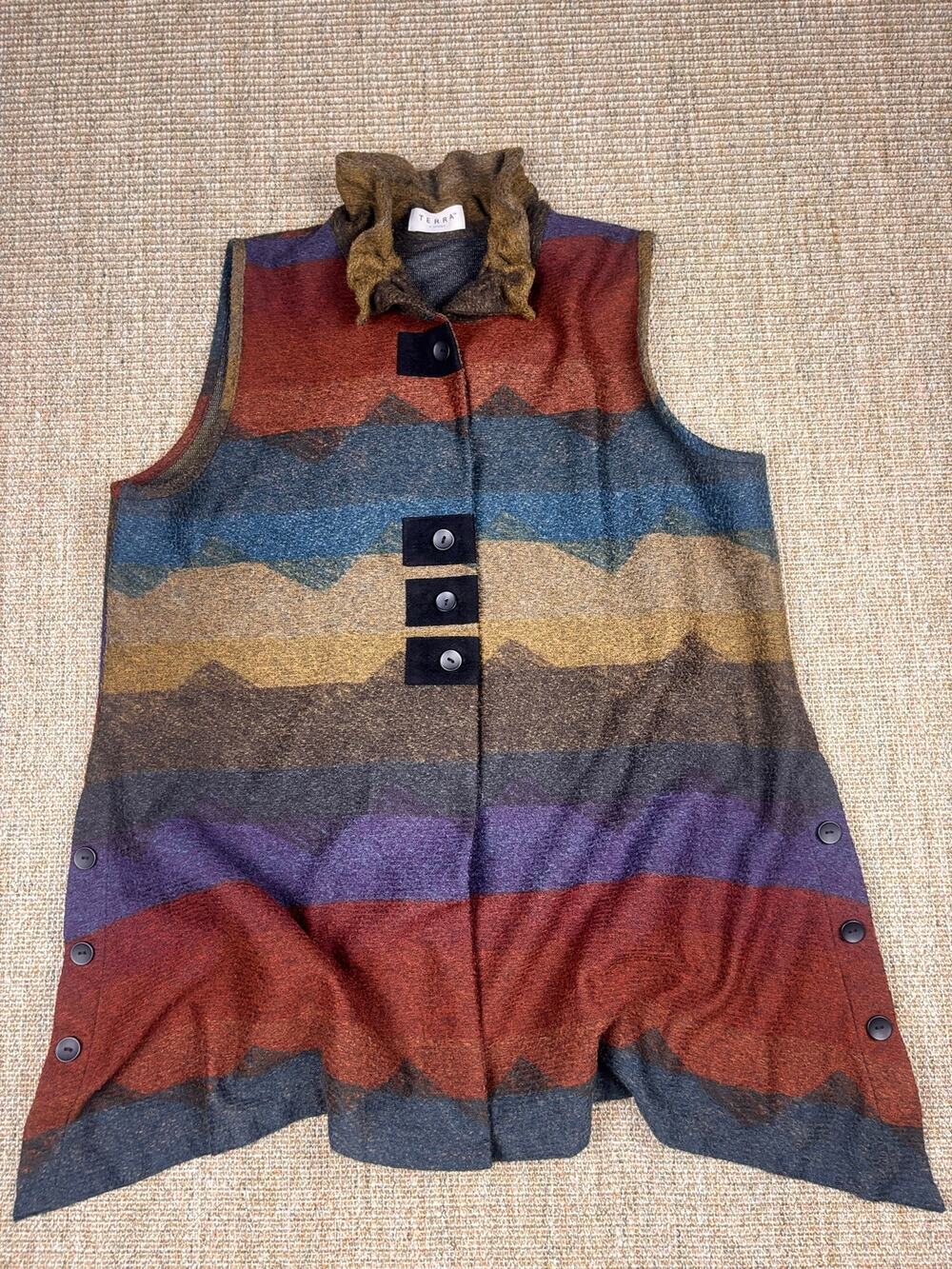 🧣 Vintage Southwestern Sweater Vest | L | Multicolor Stripe